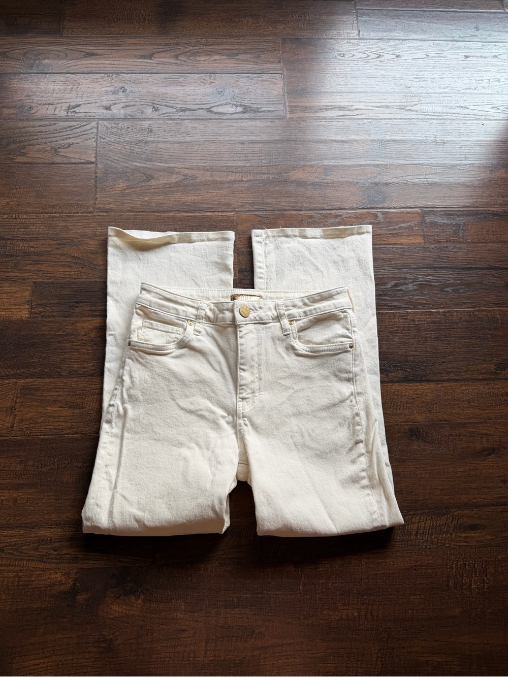 KUT From The Kloth Kelsey High Rise Ankle Flair White Gold Detail Jeans Size 4